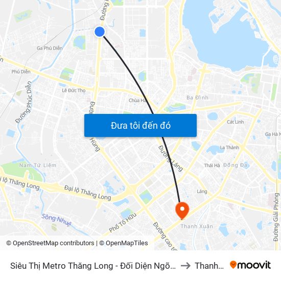 Siêu Thị Metro Thăng Long - Đối Diện Ngõ 599 Phạm Văn Đồng to Thanh Xuân map