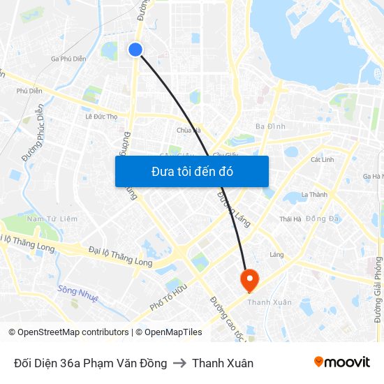 Đối Diện 36a Phạm Văn Đồng to Thanh Xuân map