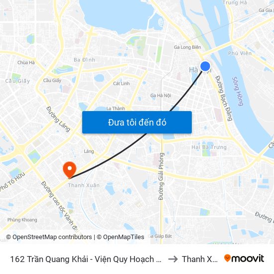 162 Trần Quang Khải - Viện Quy Hoạch Thủy Lợi to Thanh Xuân map