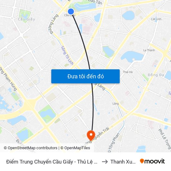 Điểm Trung Chuyển Cầu Giấy - Thủ Lệ 02 to Thanh Xuân map