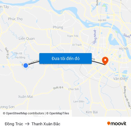 Đồng Trúc to Thanh Xuân Bắc map