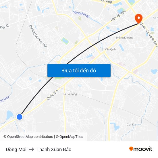 Đồng Mai to Thanh Xuân Bắc map