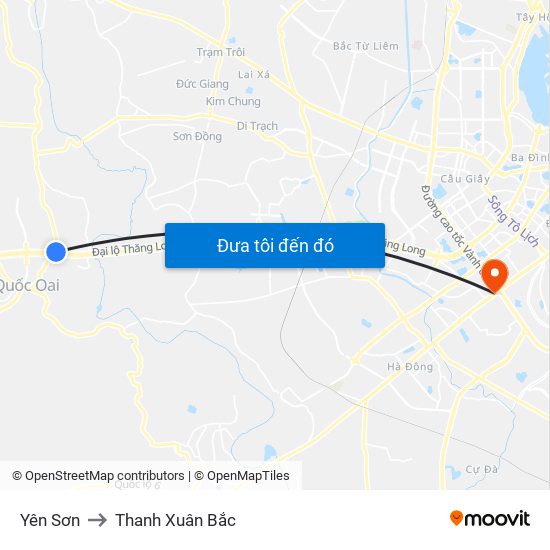 Yên Sơn to Thanh Xuân Bắc map