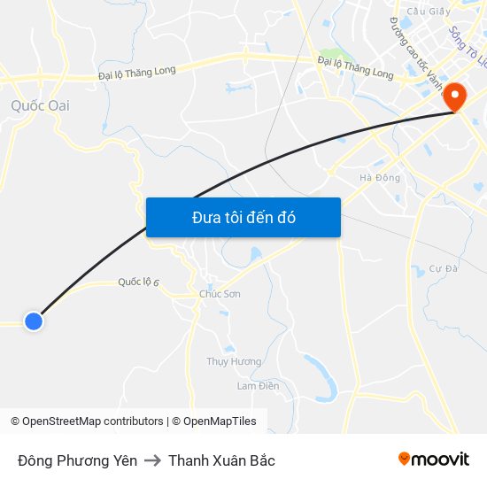 Đông Phương Yên to Thanh Xuân Bắc map