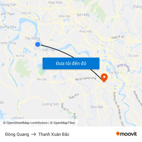 Đông Quang to Thanh Xuân Bắc map