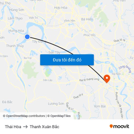 Thái Hòa to Thanh Xuân Bắc map