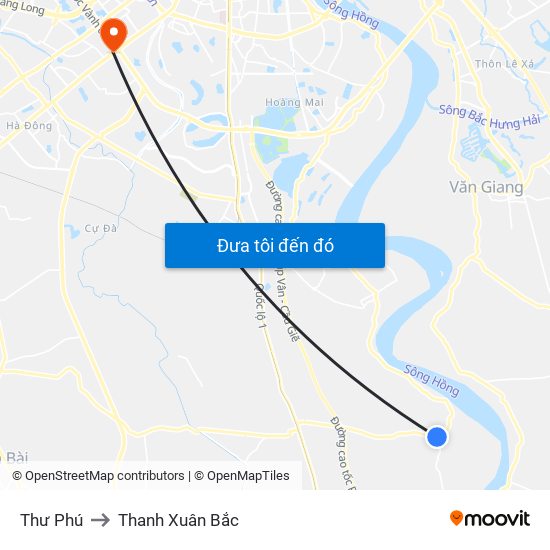 Thư Phú to Thanh Xuân Bắc map