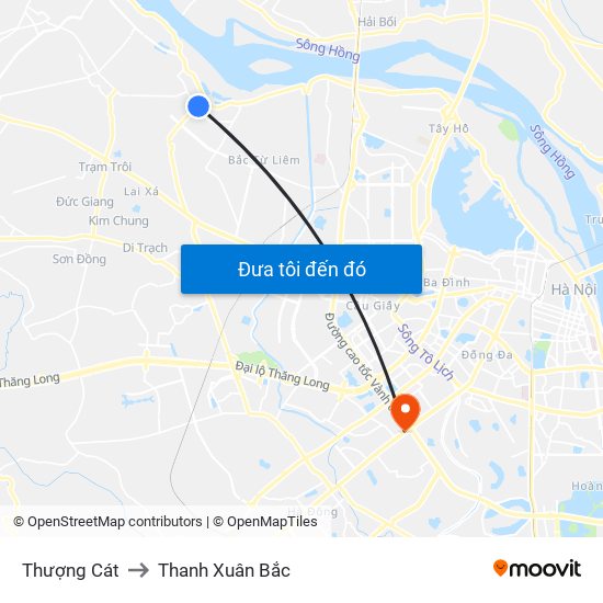 Thượng Cát to Thanh Xuân Bắc map