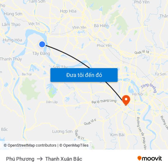 Phú Phương to Thanh Xuân Bắc map