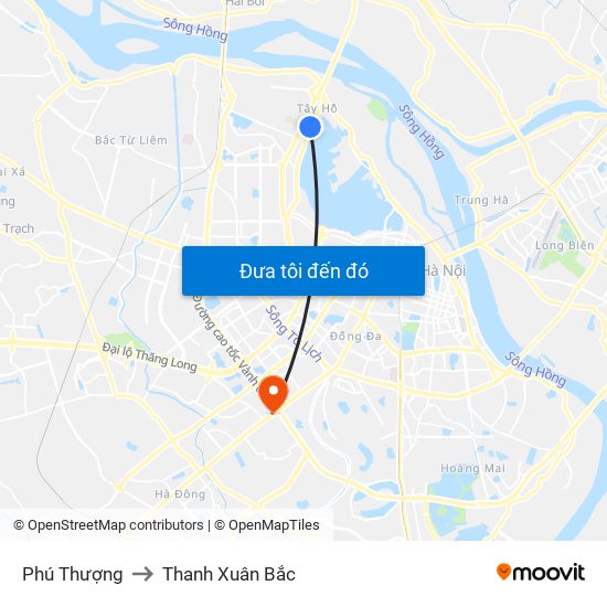 Phú Thượng to Thanh Xuân Bắc map