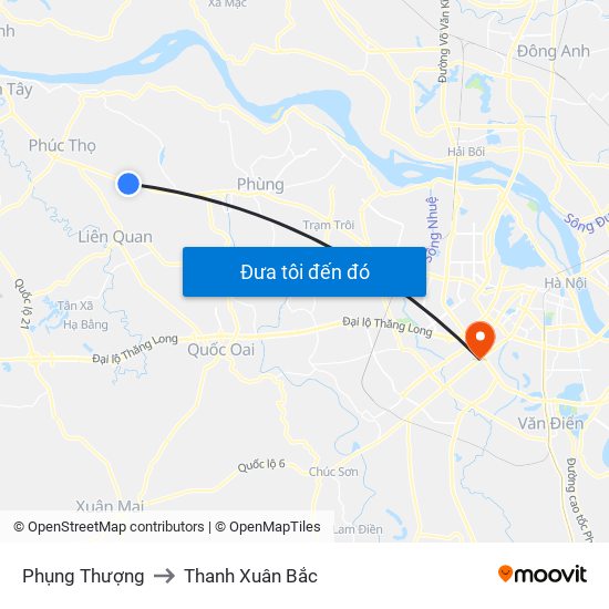 Phụng Thượng to Thanh Xuân Bắc map