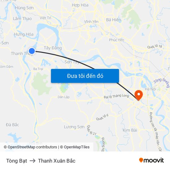 Tòng Bạt to Thanh Xuân Bắc map