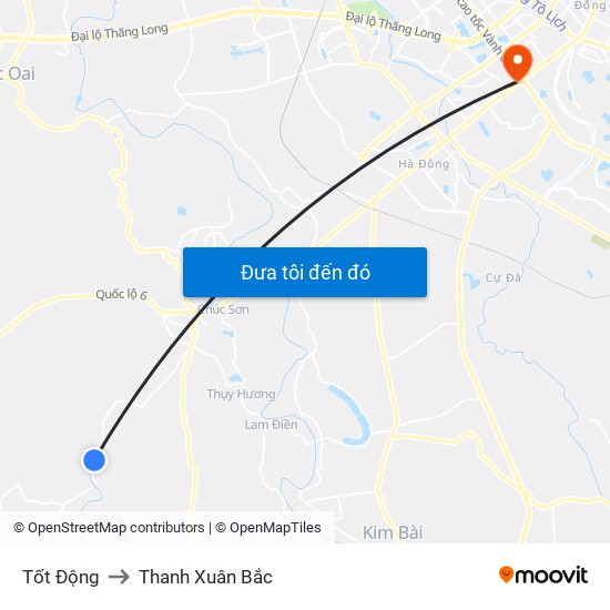 Tốt Động to Thanh Xuân Bắc map