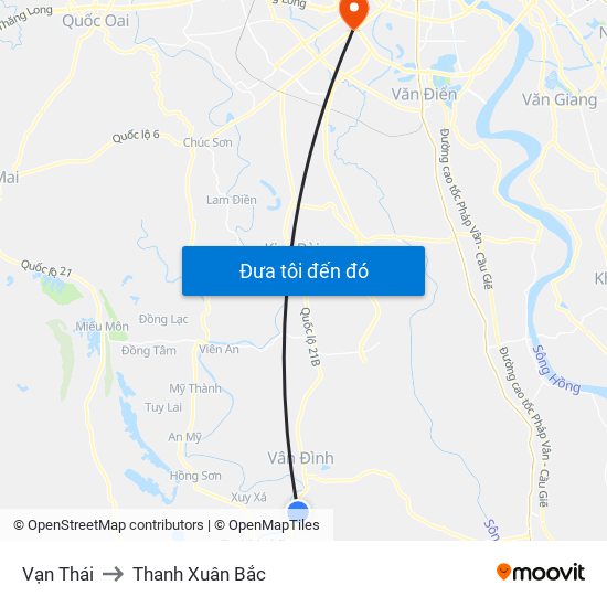 Vạn Thái to Thanh Xuân Bắc map