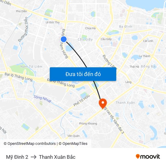 Mỹ Đình 2 to Thanh Xuân Bắc map