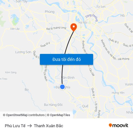Phù Lưu Tế to Thanh Xuân Bắc map