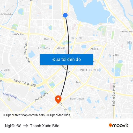 Nghĩa Đô to Thanh Xuân Bắc map