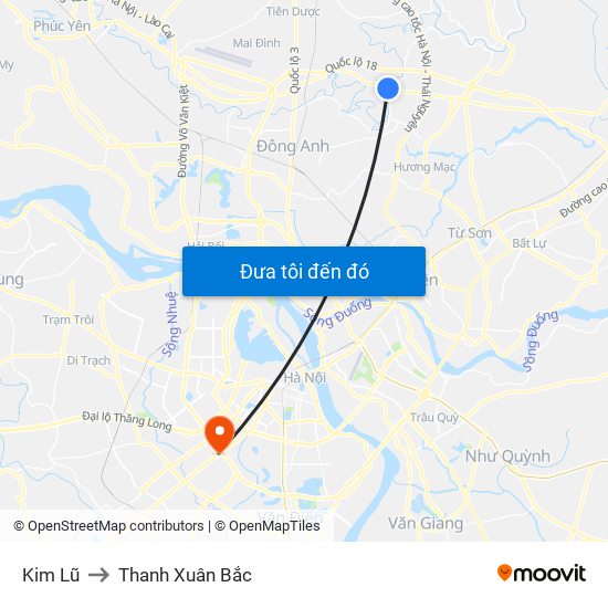 Kim Lũ to Thanh Xuân Bắc map