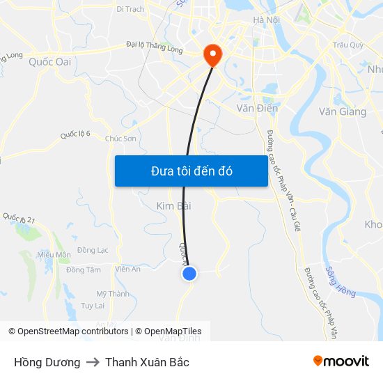 Hồng Dương to Thanh Xuân Bắc map