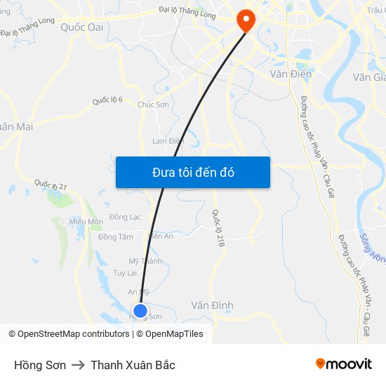 Hồng Sơn to Thanh Xuân Bắc map