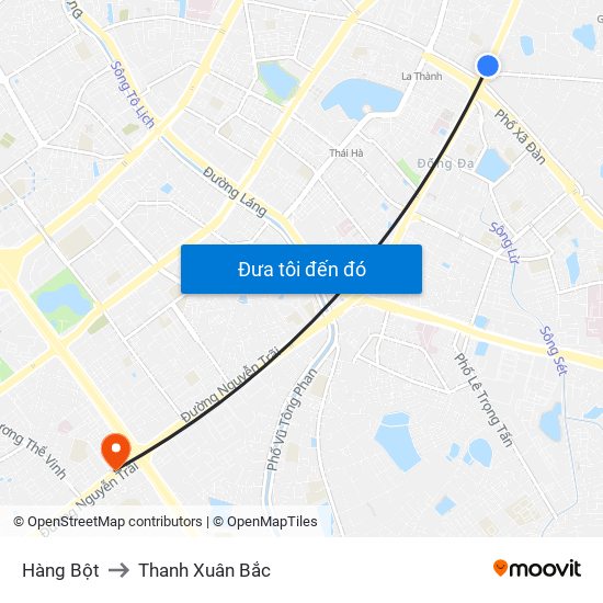 Hàng Bột to Thanh Xuân Bắc map
