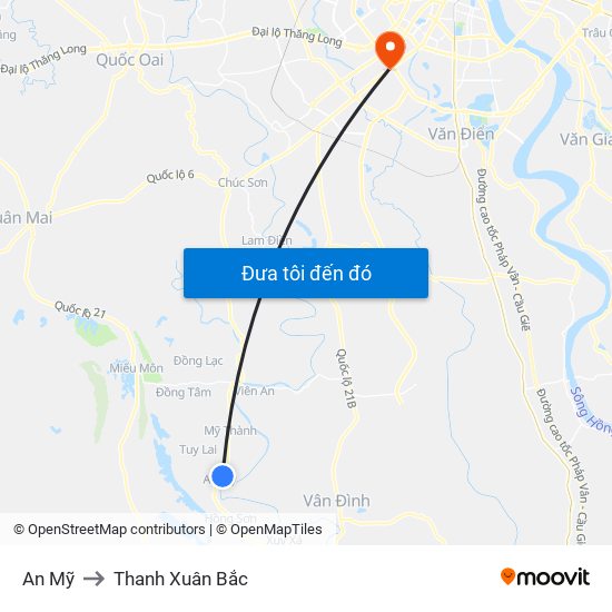 An Mỹ to Thanh Xuân Bắc map