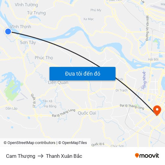 Cam Thượng to Thanh Xuân Bắc map