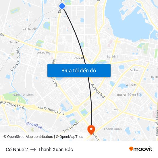 Cổ Nhuế 2 to Thanh Xuân Bắc map