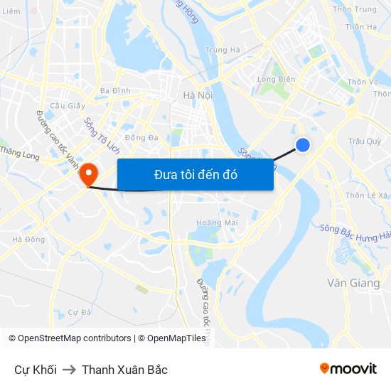 Cự Khối to Thanh Xuân Bắc map