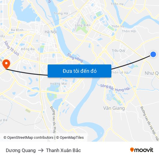 Dương Quang to Thanh Xuân Bắc map