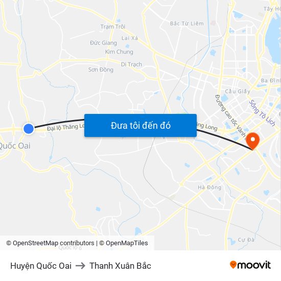 Huyện Quốc Oai to Thanh Xuân Bắc map