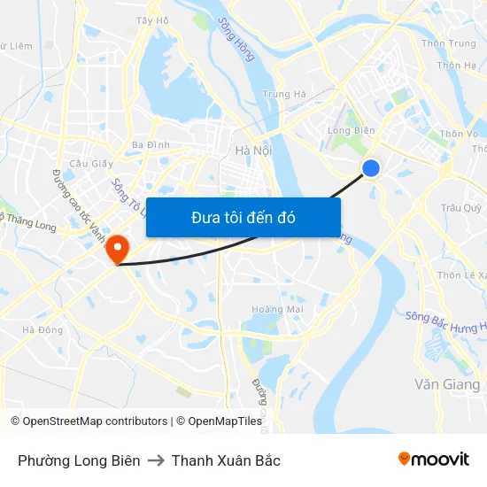 Phường Long Biên to Thanh Xuân Bắc map