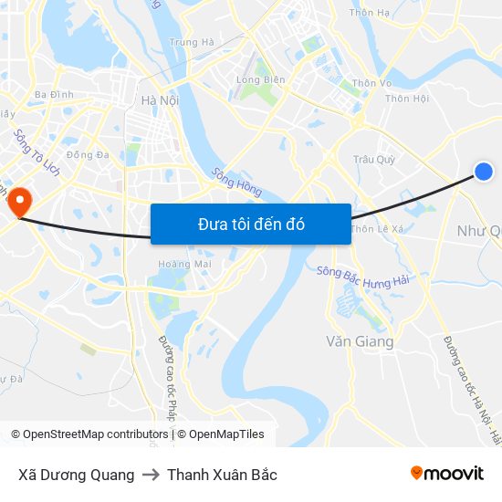 Xã Dương Quang to Thanh Xuân Bắc map