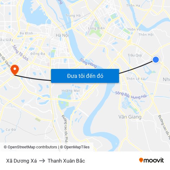 Xã Dương Xá to Thanh Xuân Bắc map