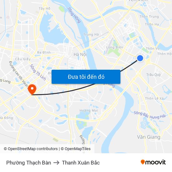 Phường Thạch Bàn to Thanh Xuân Bắc map