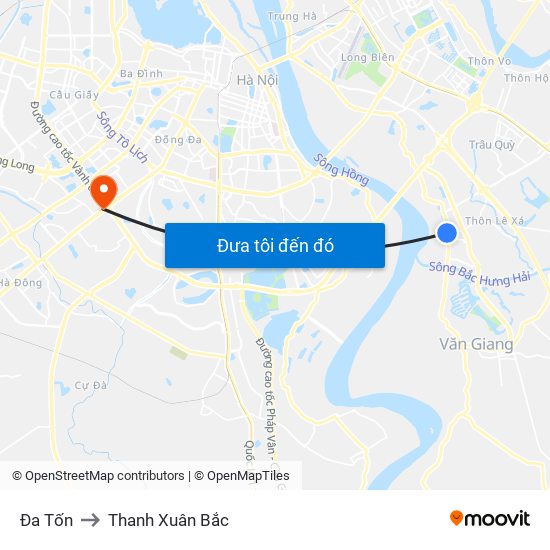 Đa Tốn to Thanh Xuân Bắc map