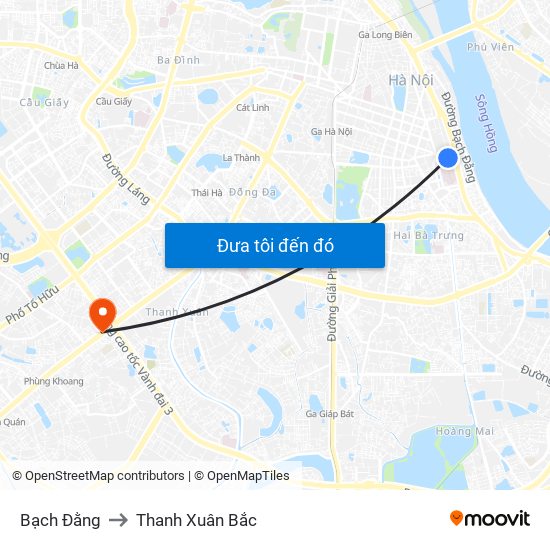 Bạch Đằng to Thanh Xuân Bắc map