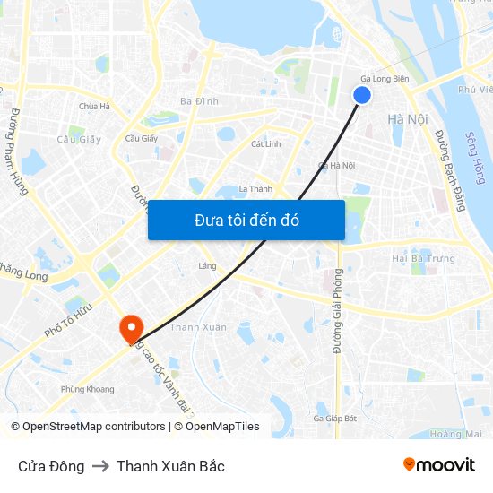 Cửa Đông to Thanh Xuân Bắc map