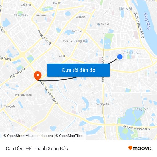 Cầu Dền to Thanh Xuân Bắc map