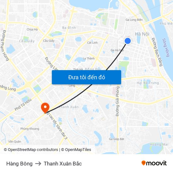 Hàng Bông to Thanh Xuân Bắc map