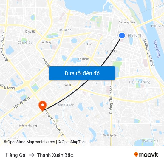 Hàng Gai to Thanh Xuân Bắc map