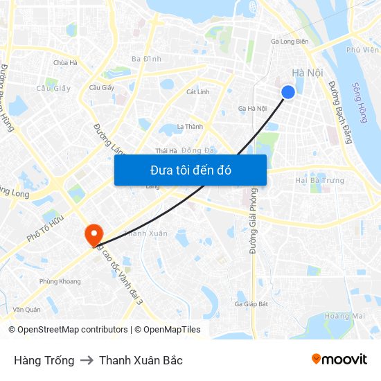 Hàng Trống to Thanh Xuân Bắc map