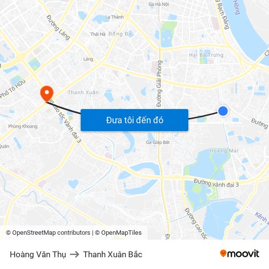 Hoàng Văn Thụ to Thanh Xuân Bắc map