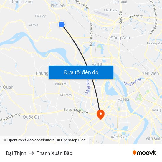 Đại Thịnh to Thanh Xuân Bắc map