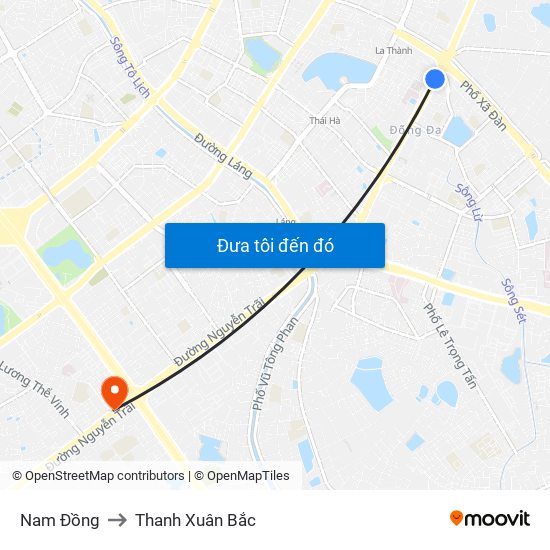 Nam Đồng to Thanh Xuân Bắc map