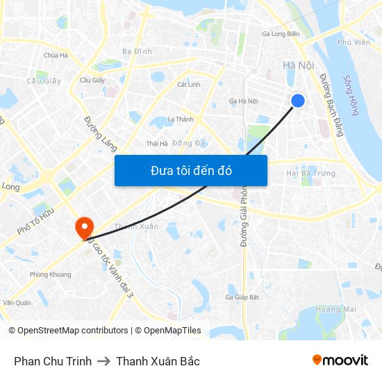 Phan Chu Trinh to Thanh Xuân Bắc map