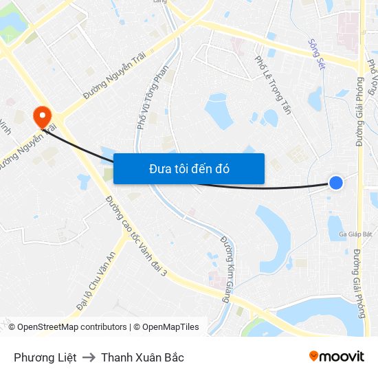 Phương Liệt to Thanh Xuân Bắc map