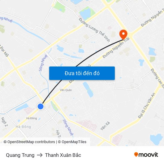 Quang Trung to Thanh Xuân Bắc map