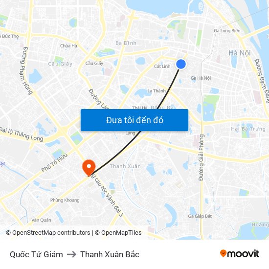 Quốc Tử Giám to Thanh Xuân Bắc map