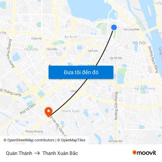 Quán Thánh to Thanh Xuân Bắc map